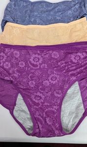 NWT, 3 PIECES PANTIES REUSABLE MENSTRUAL UNDERWEAR,SIZE MEDIUM.